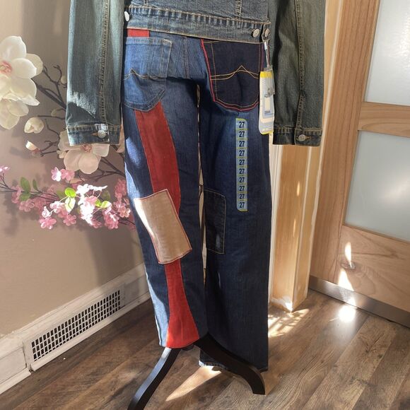 Azzure Denim Jacket Jeans Pants Set Suit Straight Y2K Vintage Hip Hop Corduroy - Picture 6 of 7